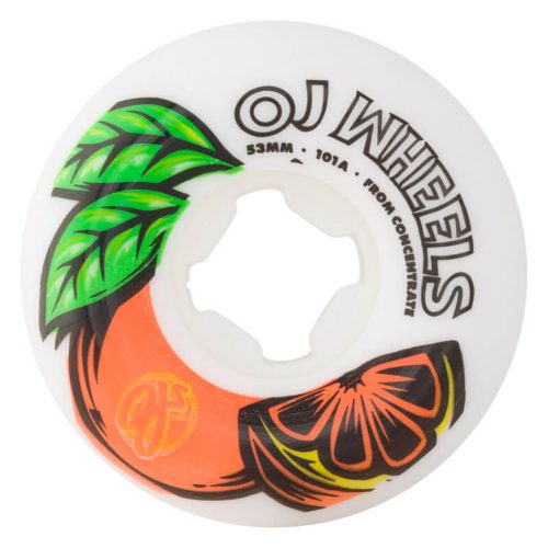 OJ Elite From Concentrate Hardline 53mm Skateboard Wheels - White Orange