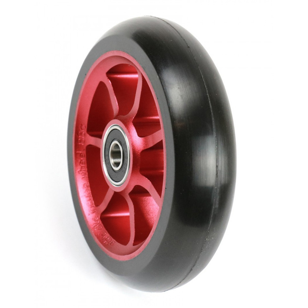 RED SET STUNT SCOOTER WHEELS 100mm ABEC 11 BEARINGS QUAD CLAMP PEGS & GRIPS 110 