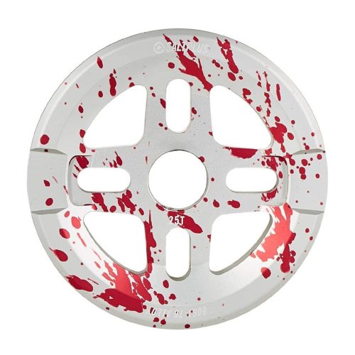 Saltplus Orion Guard Sprocket 25T - Silver Red Splatter