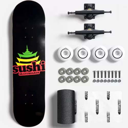 Sushi Pagoda Logo Kit 8.125" Skateboard - Black Rasta 