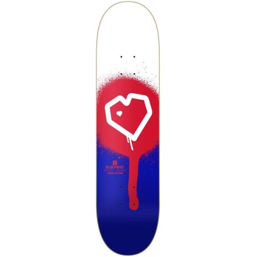 Blueprint Spray Heart 8.125" Skateboard Deck - Red/Blue