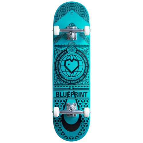 Blueprint Home Heart 8.25" Skateboard - Black / Teal