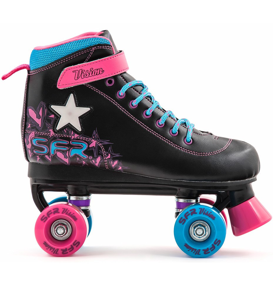 SFR Kids Vision II Girls Quad Roller Skates White Pink Purple 